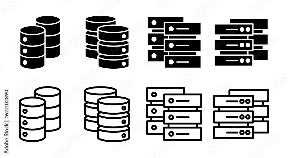 Database icon set illustration. database sign and symbol Stock Vector ...