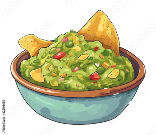 Fresh guacamole dip in a bowl