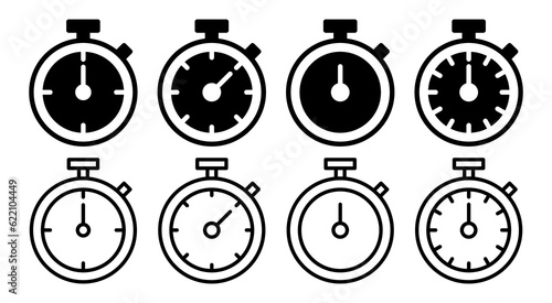 stopwatch icon set illustration. Timer sign and symbol. Countdown icon. Period of time