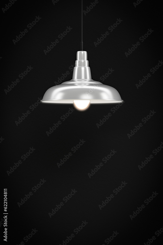 3d rendering of a white lamp in front of a dark wall with space for your content 3d rendering of a white lamp in front of a dark wall with space for your content