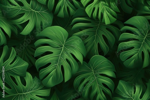 background of tropical green leaves. ai generative