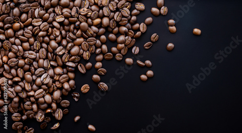 colombian coffee seeds on black background