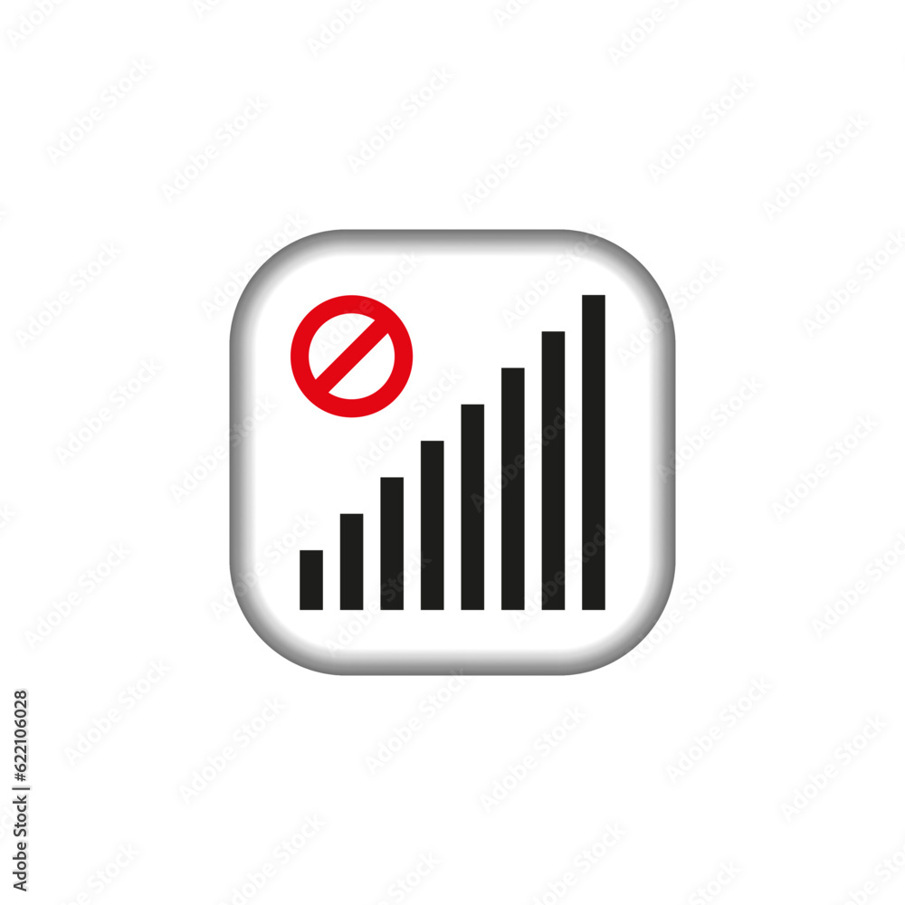No signal icon. Signal strength indicator. Poor signal strength icon. Vector illustration. EPS 10. No signal icon. Signal strength indicator. Poor signal strength icon. Vector illustration. EPS 10.