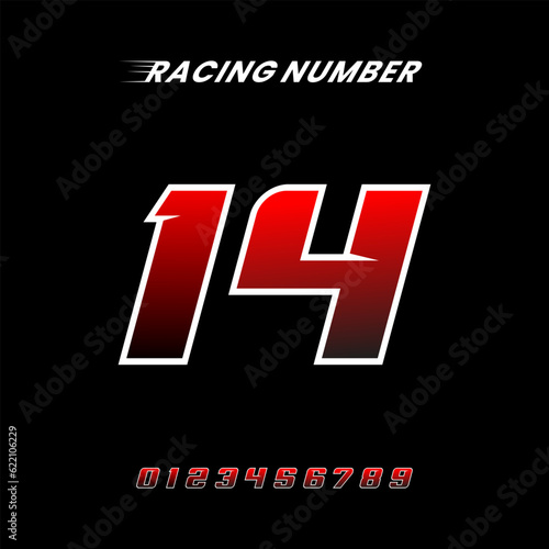 Racing Number 14 Design Vector Template
