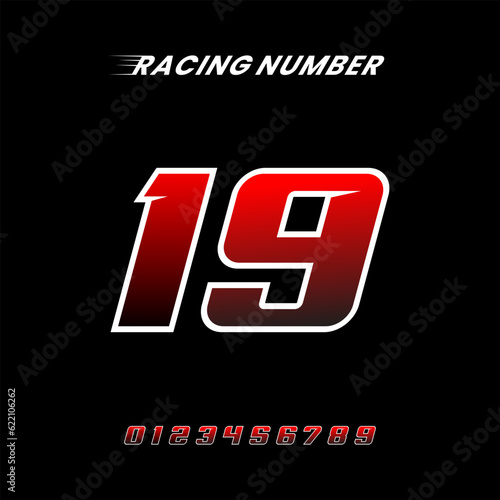 Racing Number 19 Design Vector Template