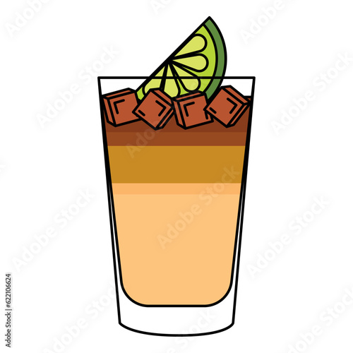 Isolated colored tropical cocktail sketch icon Vector