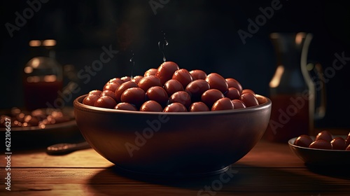 Indian gulab jamun dish. Generative AI