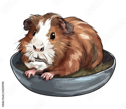 Cute guinea pig white background