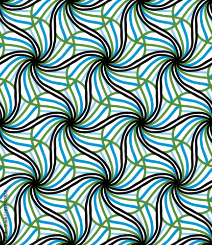 Seamless Pattern Circle Geometric Ornament Blue and Green