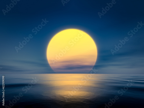 Fototapeta Naklejka Na Ścianę i Meble -  3d rendering of a sunset over the sea