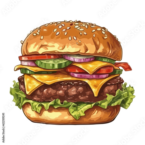 Grilled cheeseburger fast food icon