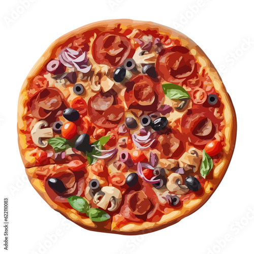 Freshly baked pizza icon on white background