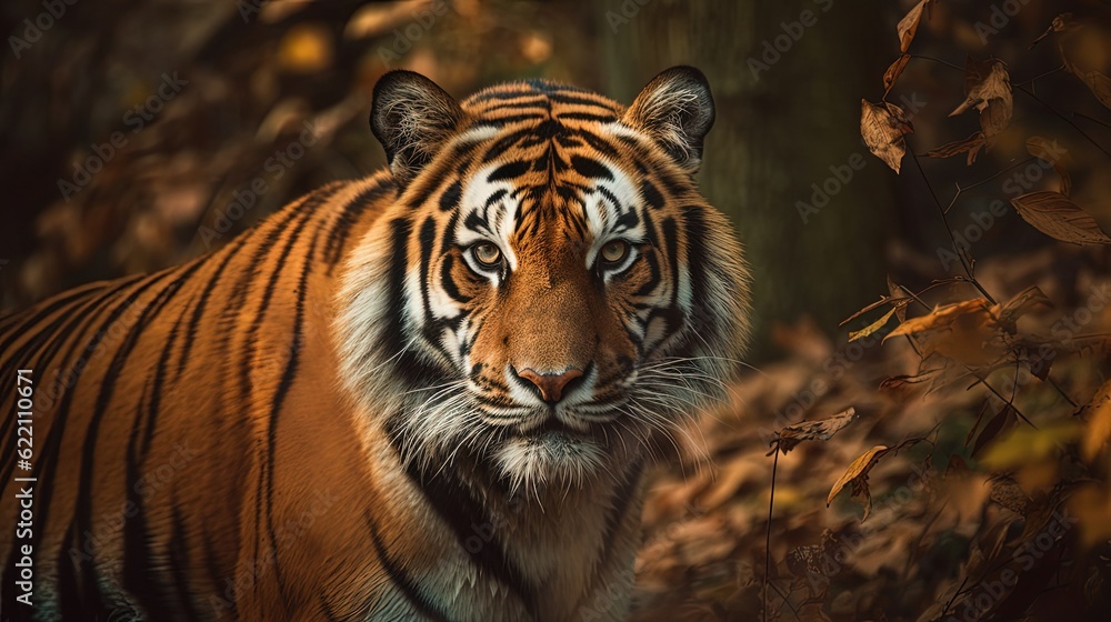 Mesmerizing tiger in forest. Generative AI Mesmerizing tiger in forest. Generative AI