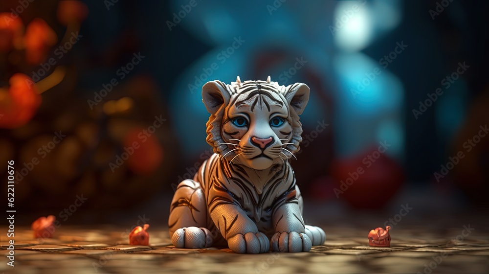 White tiger figurine. Generative AI White tiger figurine. Generative AI
