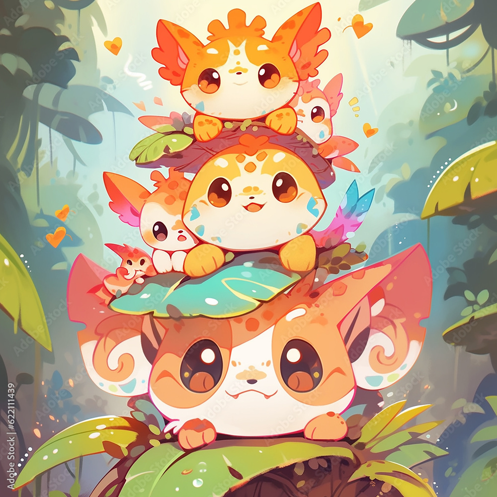 cute animal cartoon character made by AI generative image cute animal cartoon character made by AI generative image
