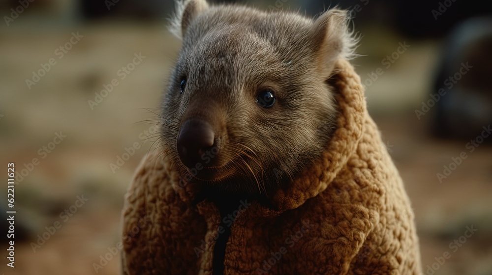 Fototapeta premium Wombat in sweater. Generative AI