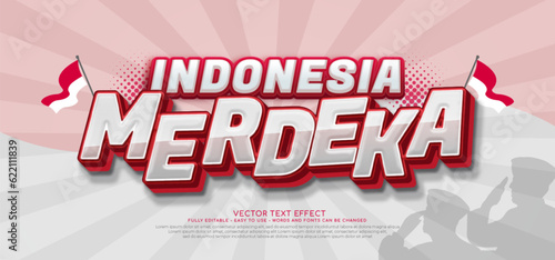 Indonesia merdeka background with text effect 3d style
