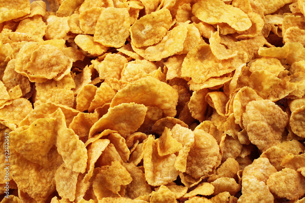 A close up of cornflake breakfast cereal