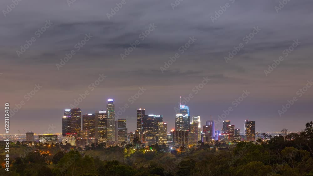 Time Lapse of the Los Angeles skyline at night Time Lapse of the Los Angeles skyline at night