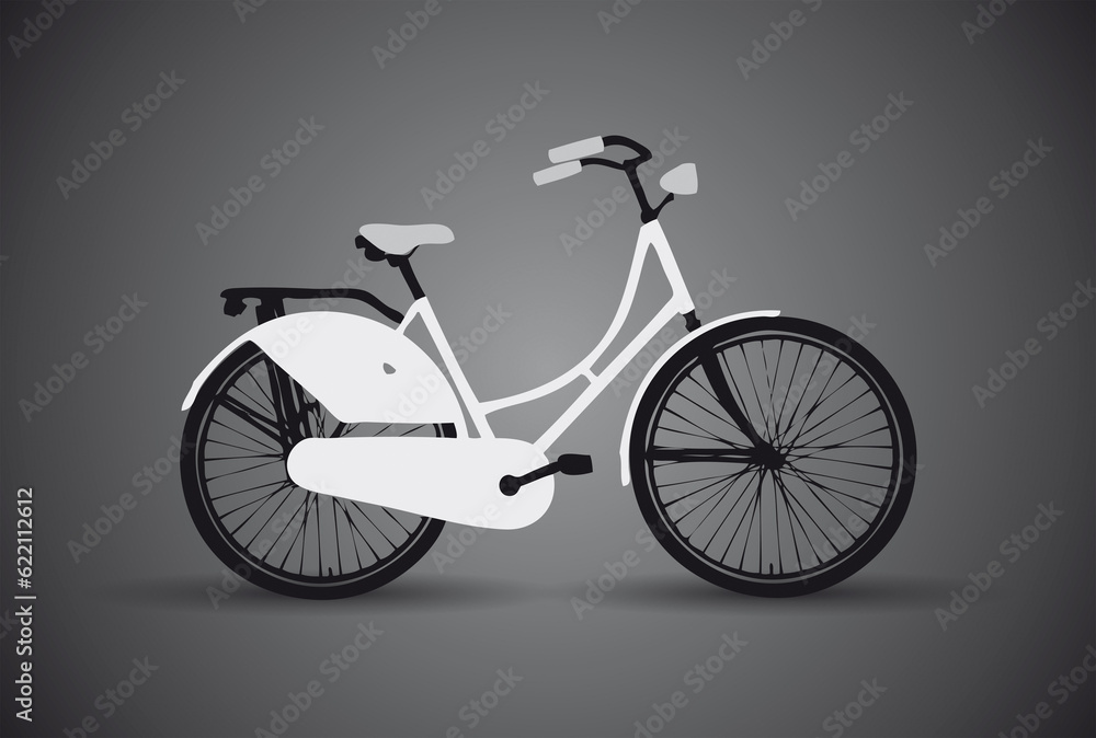 Fototapeta premium 2d black and white illustration of a typical bicycle