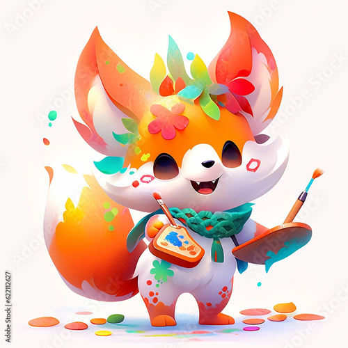 cute animal cartoon character made by AI generative image