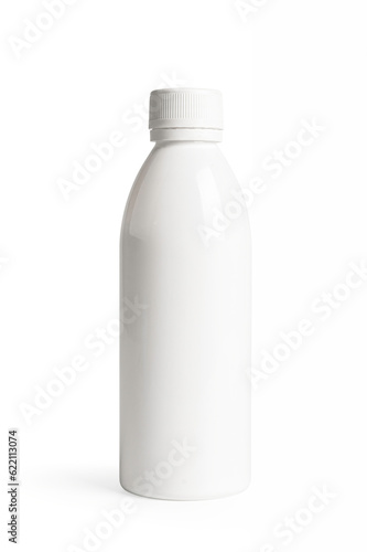 White plastic milk  bottle isolated on white background.