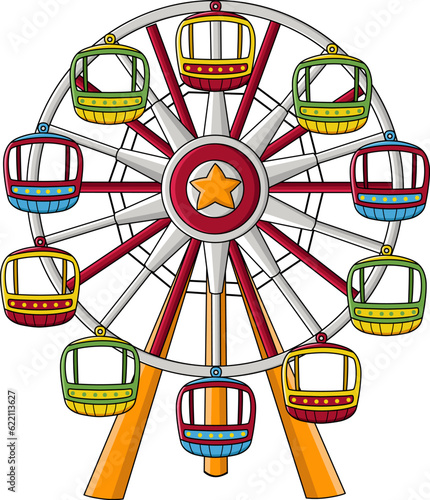 Colorful ferris wheel on white background