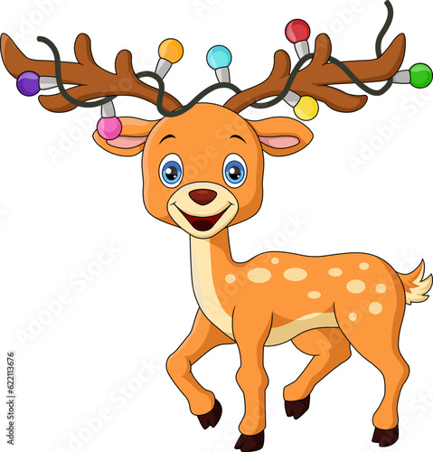 Cute little deer with christmas lights