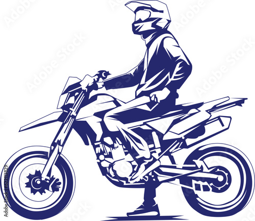 Vector design of motocross jump silhouette, extreme bike stunt logo