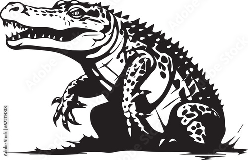 Crocodile Black And White  Vector Template Set for Cutting and Printing
