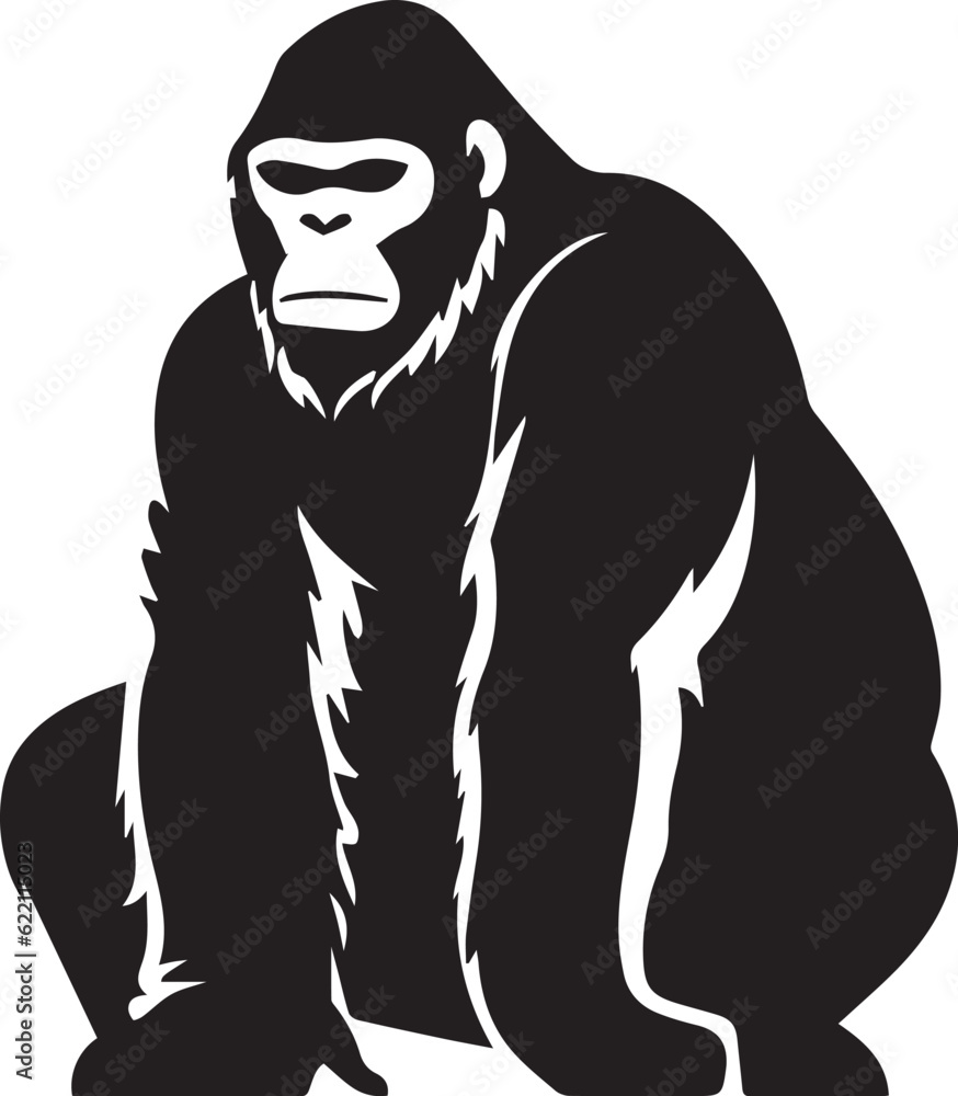 Gorilla Black And White, Vector Template Set for Cutting and Printing Gorilla Black And White, Vector Template Set for Cutting and Printing