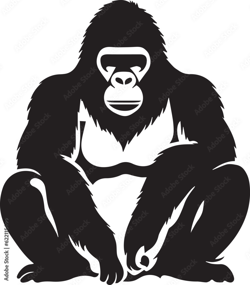 Orangutan Black And White, Vector Template Set for Cutting and Printing Orangutan Black And White, Vector Template Set for Cutting and Printing
