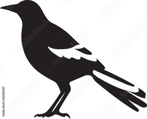 Magpie Black And White, Vector Template Set for Cutting and Printing
