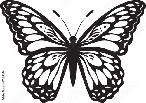 Monarch Butterfly Black And White, Vector Template Set for Cutting and Printing