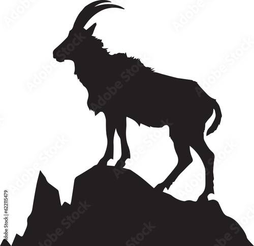 Mountain goat Black And White, Vector Template Set for Cutting and Printing