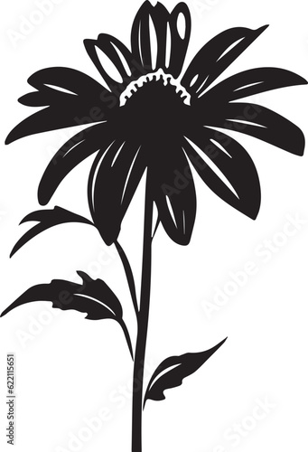 Rudbeckia Black And White, Vector Template Set for Cutting and Printing