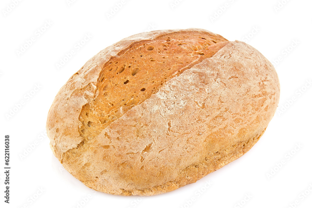 Domestic organic bread, Isolated on white background