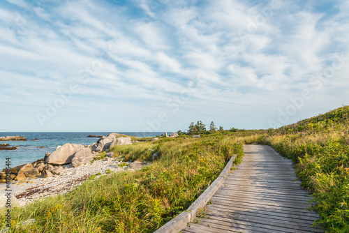 Boardwalk at Keji Seaside trail  South Shore  Nova Scotia  Canada 