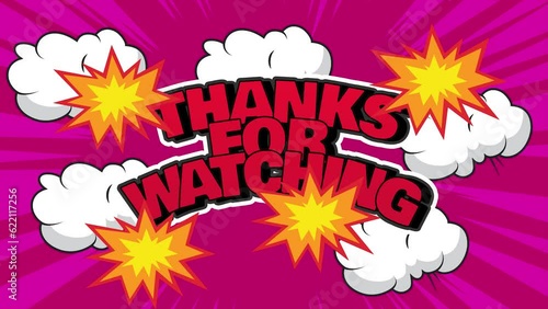 Wallpaper Mural Thanks For Watching Cartoonic Text Animation With Cloud, Explode Graphics And Speed Lines Background Torontodigital.ca