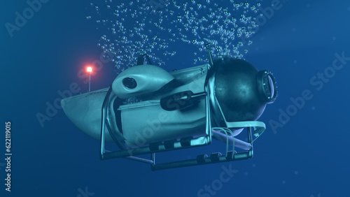 A 3D illustration of a Deep Sea Submersible Implosion