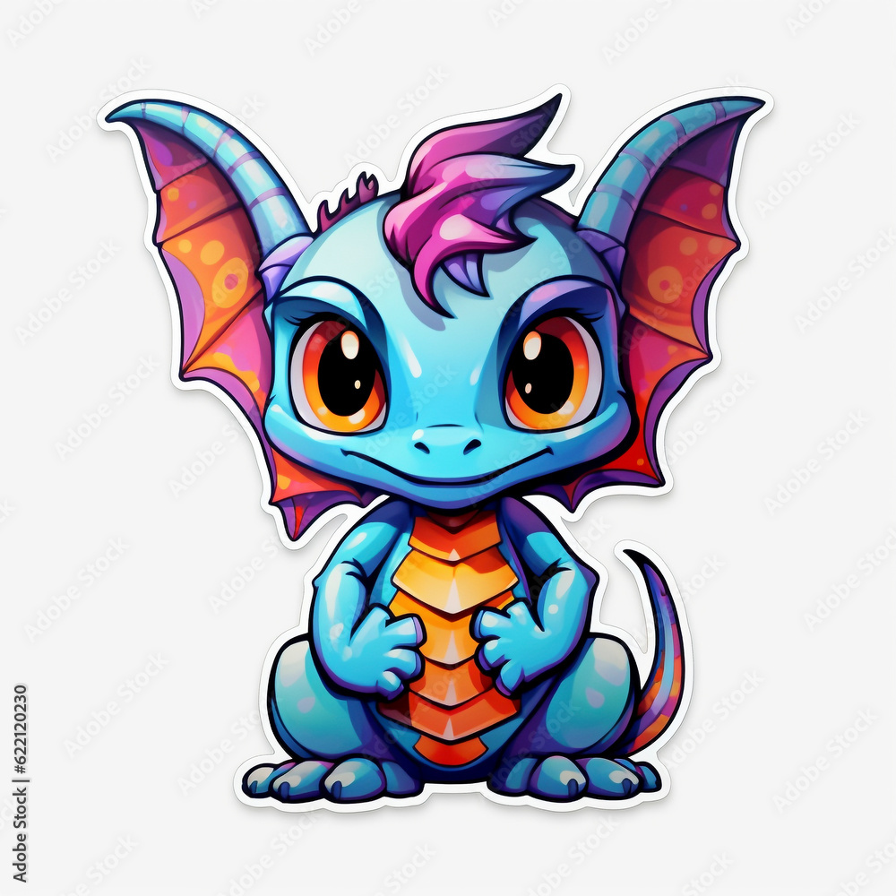 Naklejka premium Cute Dragon. Generative AI. 