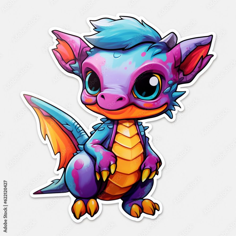 Fototapeta premium Cute Dragon. Generative AI.