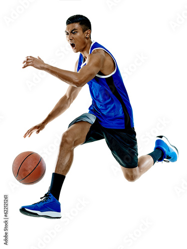 one basketball player man Isolated on white background © Designpics