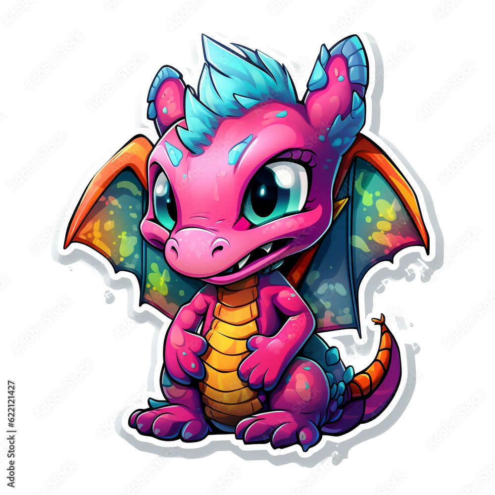 Fototapeta premium Cute Dragon. Generative AI. 