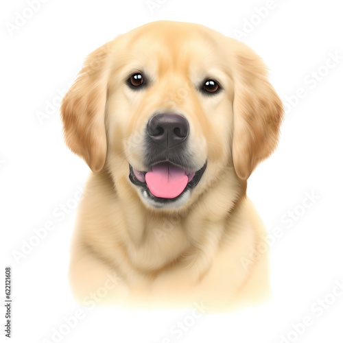portrait of golden retriever cute little dog smile and happy