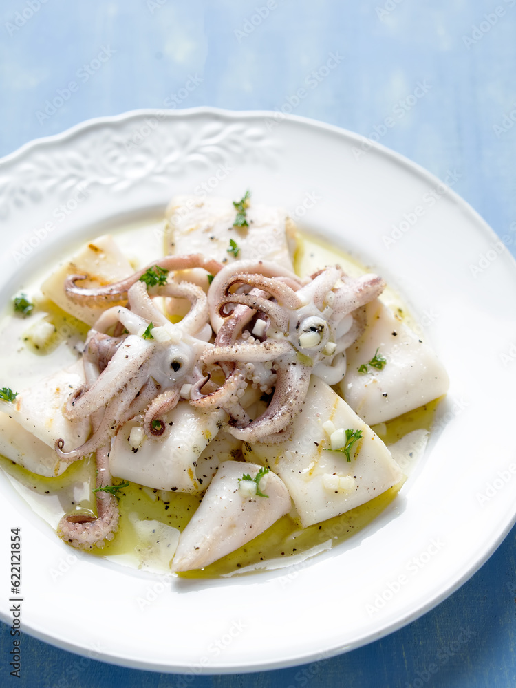 close up of rustic mediterranean grill squid close up of rustic mediterranean grill squid