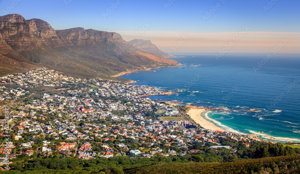 Aerial view of Camps Bay in Cape Town, South Africa