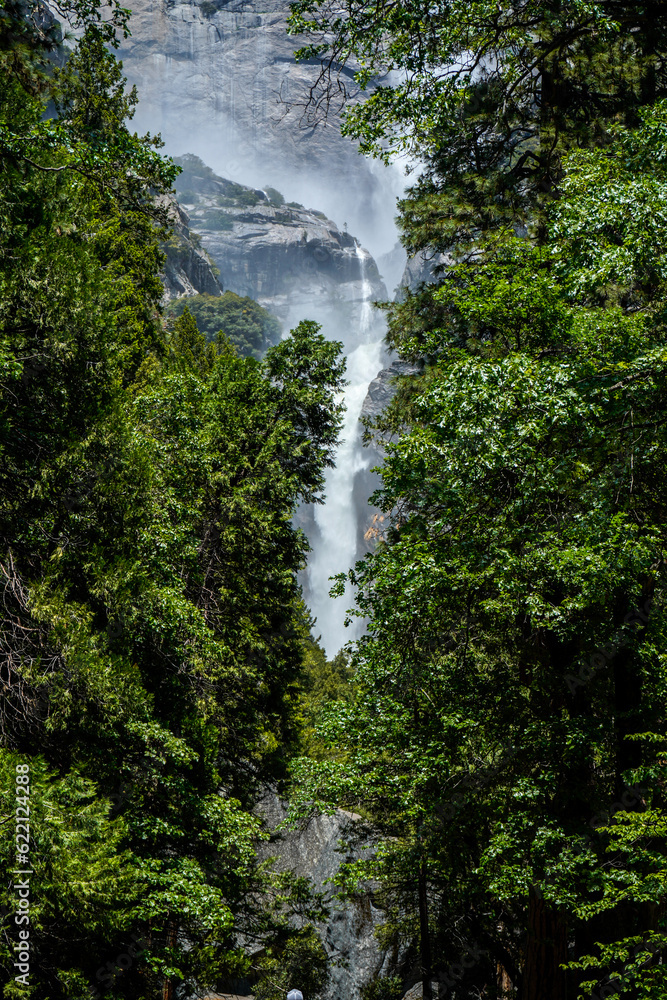 Yosemite National Park, California, USA. Lower falls at Yosemite Falls waterfall. Yosemite National Park, California, USA. Lower falls at Yosemite Falls waterfall.