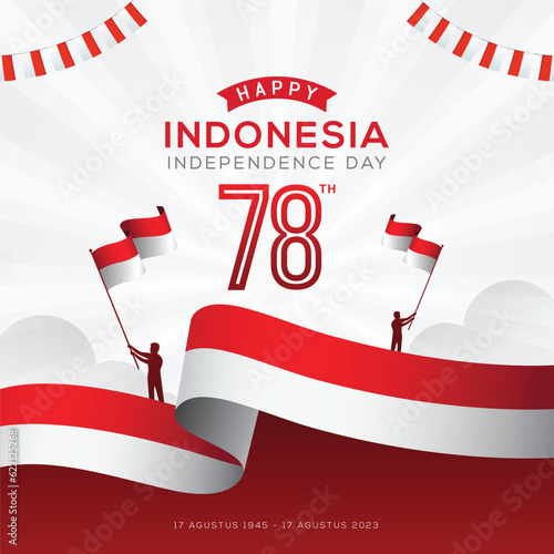 Indonesian independence day poster and banner celebration 17 August. 