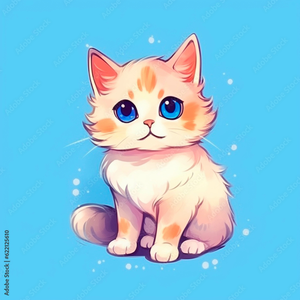 Cute Cat Illustration Vector: Adorable Feline Art Design. generative ai.
